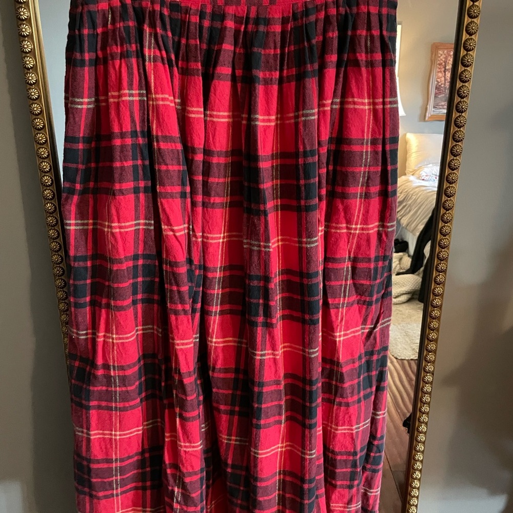 Cambridge Dry Goods Red and Black Plaid A-Line Skirt